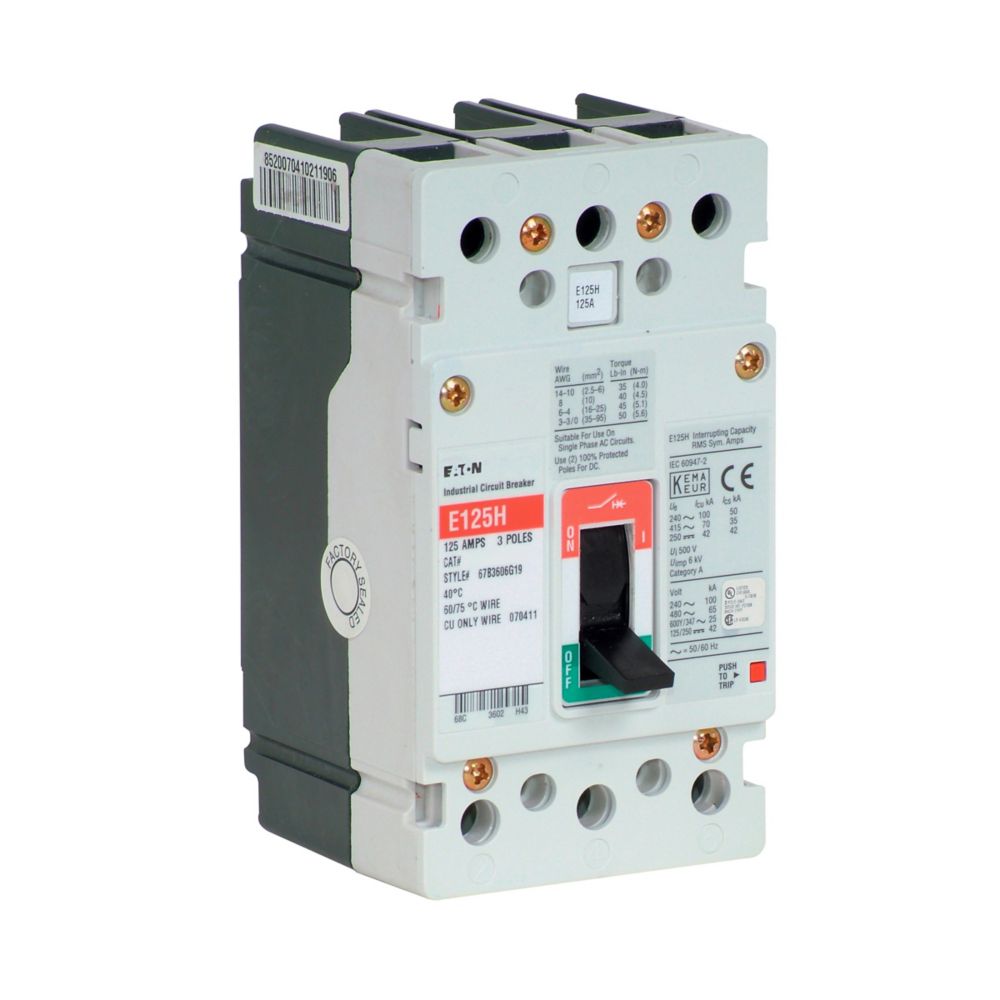 Eaton EGH3020FFB Series G 20A 3-Pole Molded Case Circuit Breaker Bolt-On