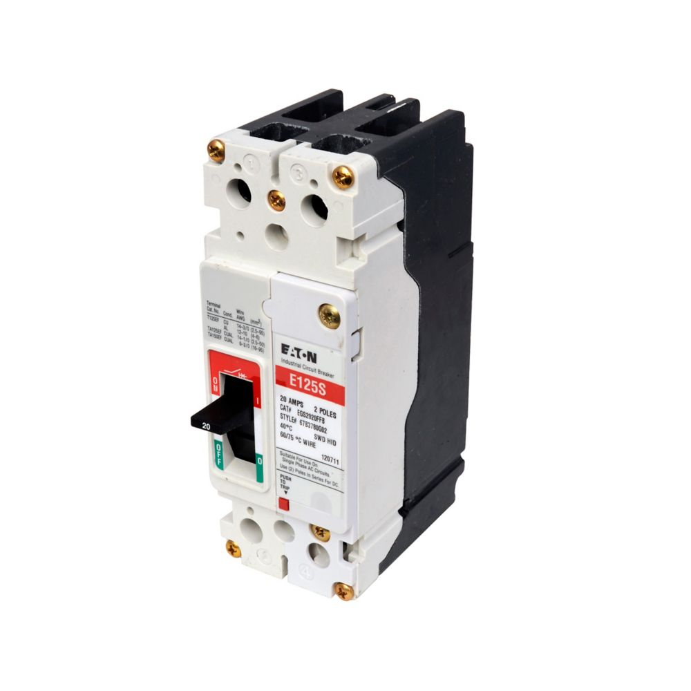 EGH2020FFB | Eaton Series G 20A 2-Pole 600Y/347V Molded Case Circuit Breaker