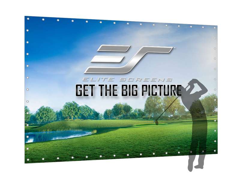 Elite Screens GolfSim DIY, Do-it-Yourself ImpactWhite 360 Golf Impact Screen Material, Velvet Border with Metal Grommets, 118.1" x 118.1", Folded Packing