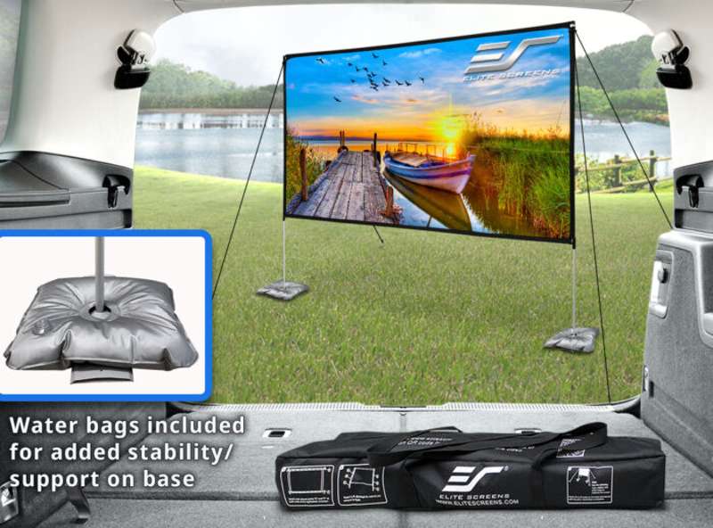 Elite Screens Yard Master Lite Series, 125-inch Diag., 16:9 Portable Screen, SilkWhite 2 Material