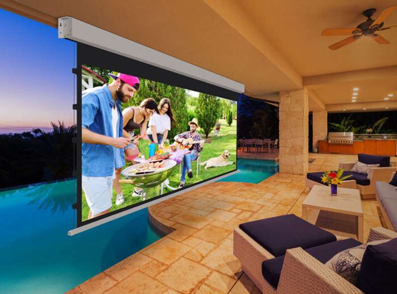 Elite Screens Yard Master Tab-Tension Wireless Series, 125-inch Diag., 16:9 Electric Screen, MaxWhite Material