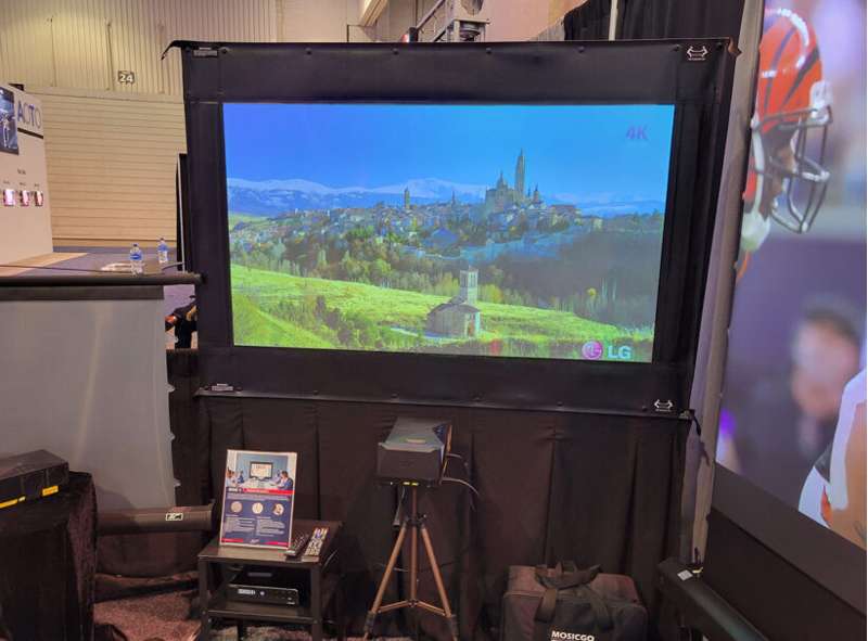 Elite Screens Presenter Pro CLR 2 Series, 123-inch Diag. 16:9 Portable Screen, Ceiling Light Rejecting (CLR)2 Material