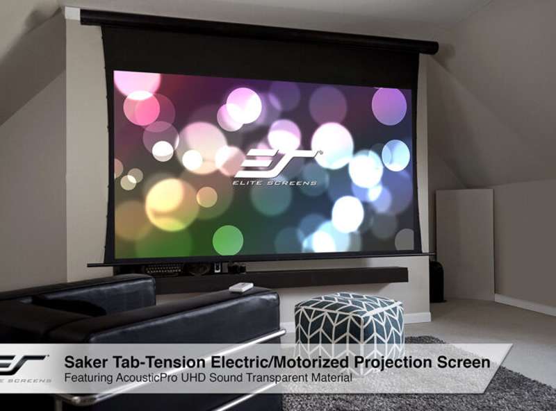 Elite Screens Saker Tab-Tension AcousticPro UHD Series, 110-inch Diag., 16:9 Electric Screen