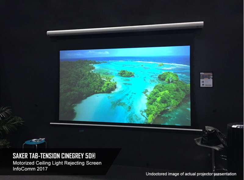 Elite Screens Saker Tab-Tension CineGrey 5D Series, 120-inch Diag. 16:9 Electric Screen, CineGrey 5D Material