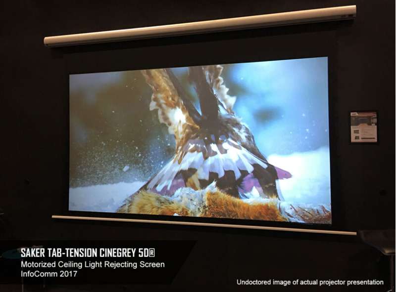 Elite Screens Saker Tab-Tension CineGrey 5D Series, 120-inch Diag. 16:9 Electric Screen, CineGrey 5D Material