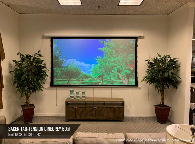 Elite Screens Saker Tab-Tension CineGrey 5D Series, 135-inch Diag. 16:9 Electric Screen, CineGrey 5D Material