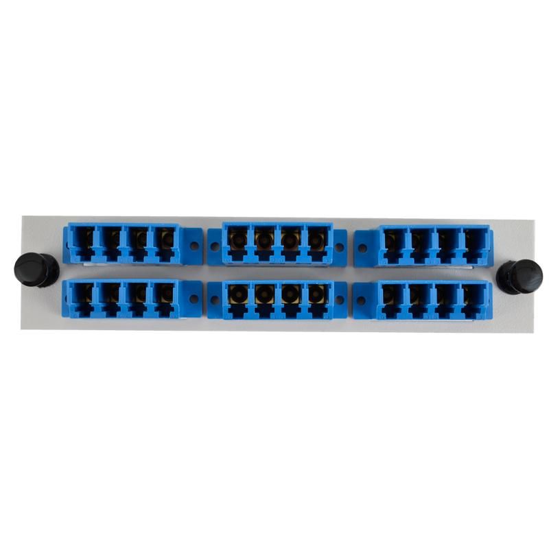 Adapter Plate 6-Pack LC Quad Singlemode Blue Adapters Loaded (24 Fibers) Off White