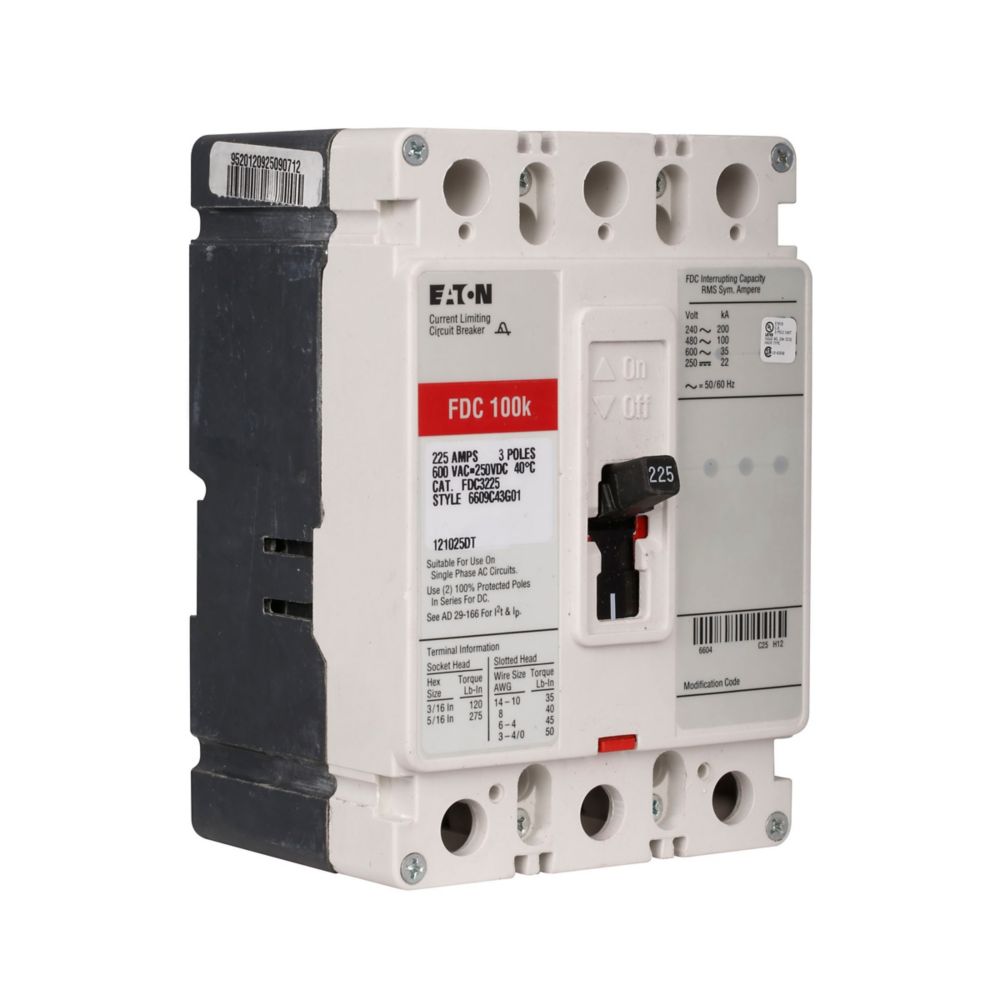 FDC3225 | Eaton Series C 225A 3-Pole Molded Case Circuit Breaker