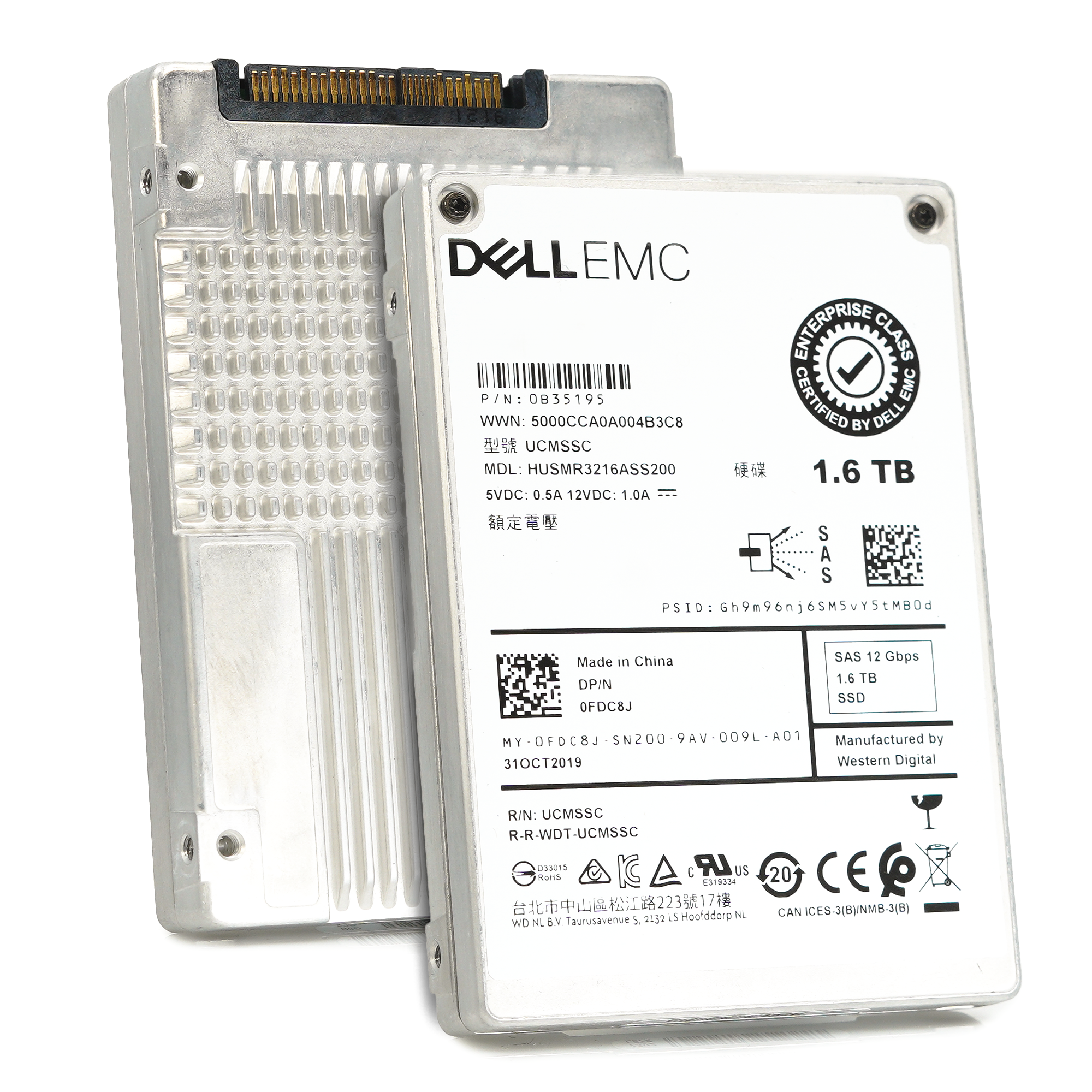 Dell Ultrastar DC SS300 FDC8J HUSMR3216ASS200 1.6TB SAS 12Gb/s 2.5in Refurbished SSD