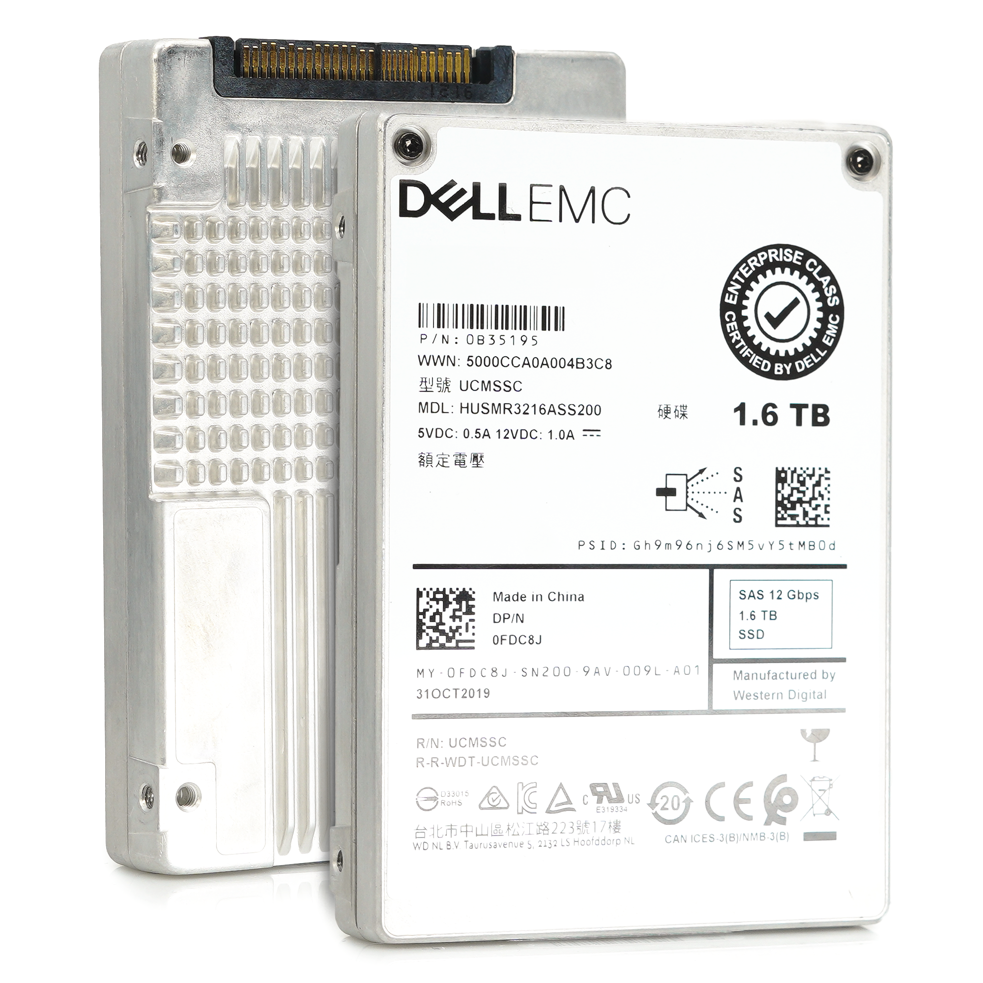 Dell Ultrastar DC SS300 FDC8J HUSMR3216ASS200 1.6TB SAS 12Gb/s 2.5in Refurbished SSD