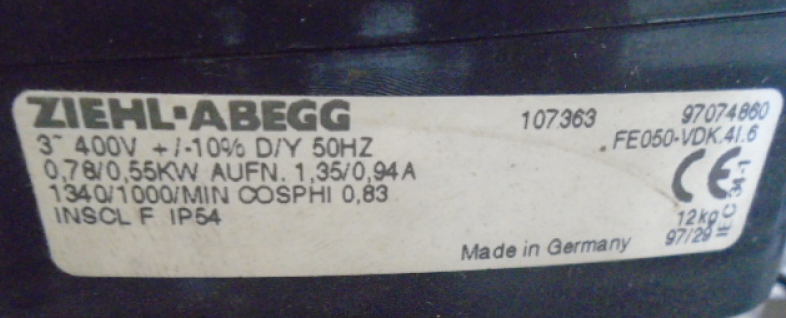 FE050-VDK.4I.6 3-400V 50Hz ZIEHL-ABEGG Axial Fan