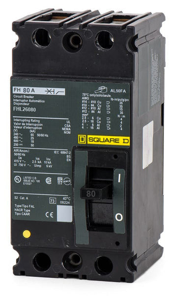FHL26080 | Square D FHL Series 80A 2-Pole 600V Feed-Thru Circuit Breaker
