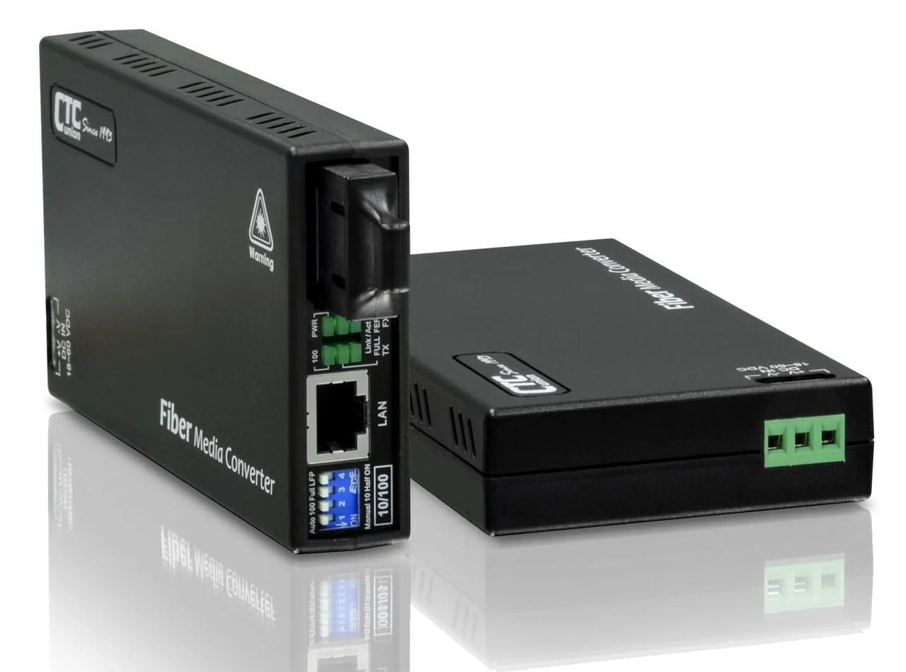 FMC-10-100-SC20B-DC48 Fast Ethernet single strand BiDi fiber media converter, SC 20Km B type, DC48V embedded PS