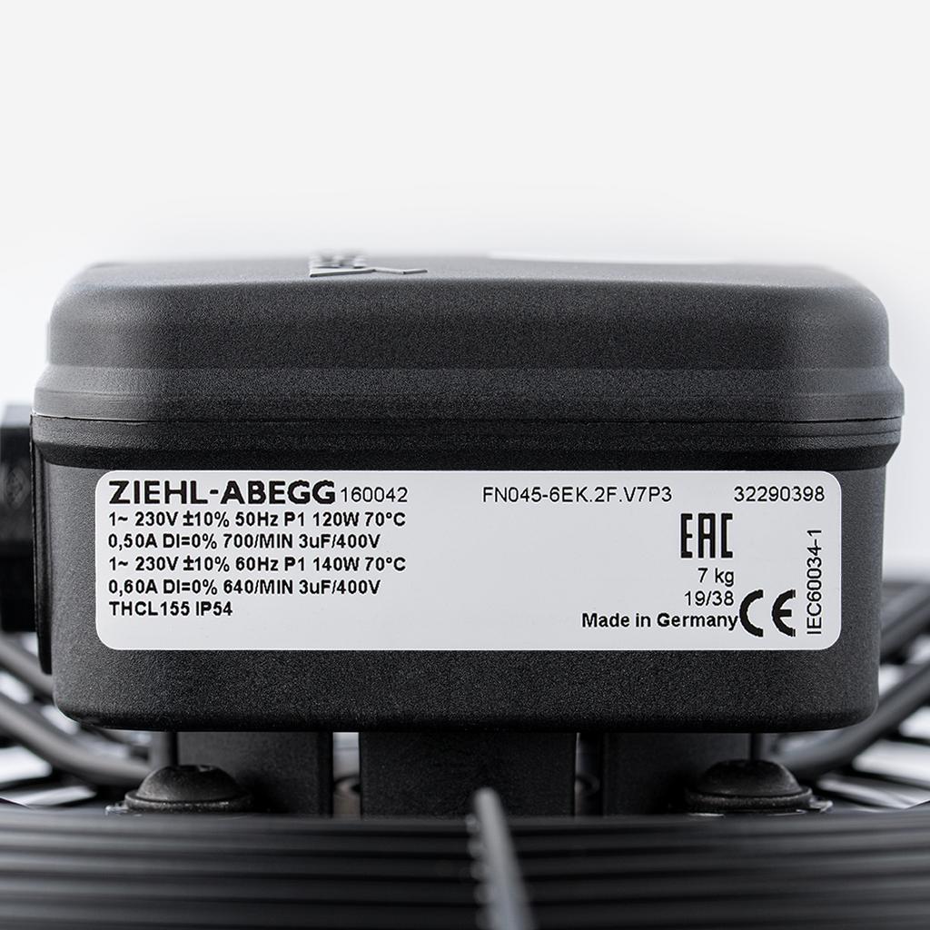 FN045-6EK.2F.V7P3 ZIEHL-ABEGG Axial Fan 230V 0.12kW 0.5A 860rpm