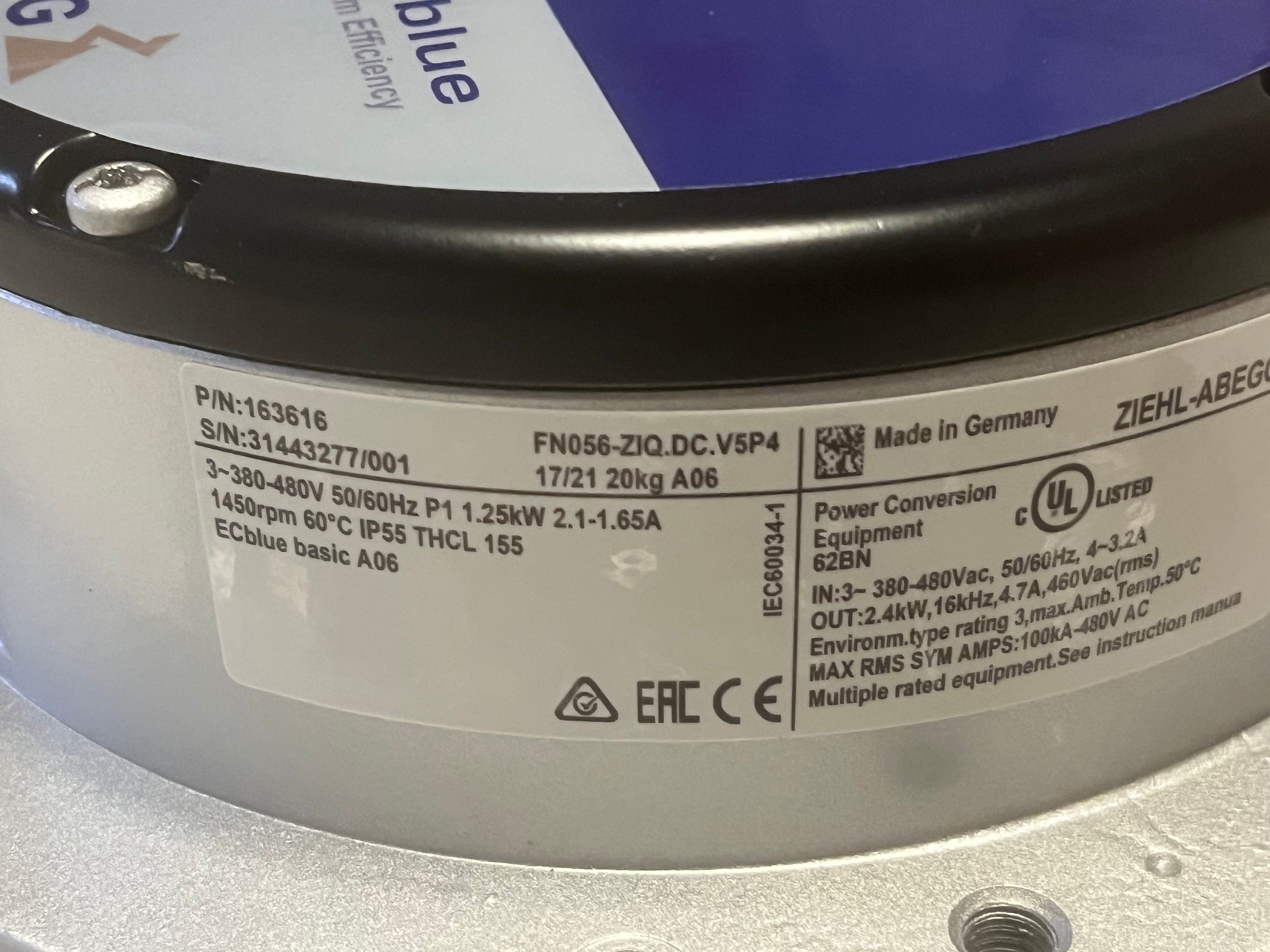 FN056-ZIQ.DC.V5P4 380-480V ZIEHL-ABEGG Axial Fan