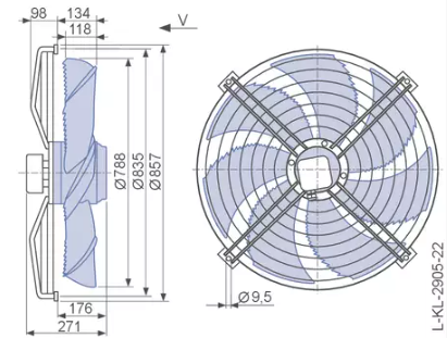 FN080-ADI.6N.V7 ZIEHL-ABEGG Axial Fan 0.64/0.19kW 2.35/1.0A