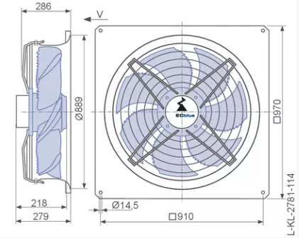 FN080-ZIS.GL.V7P3 ZIEHL-ABEGG Axial Fan 3.1 kW 4.8/3.8 A 1100 rpm