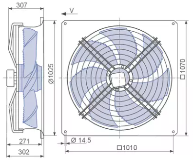 FN091-NDQ.6N.V7P2 ZIEHL-ABEGG Axial Fan 4.1 kW 6.6/5.2A 440/340 rpm