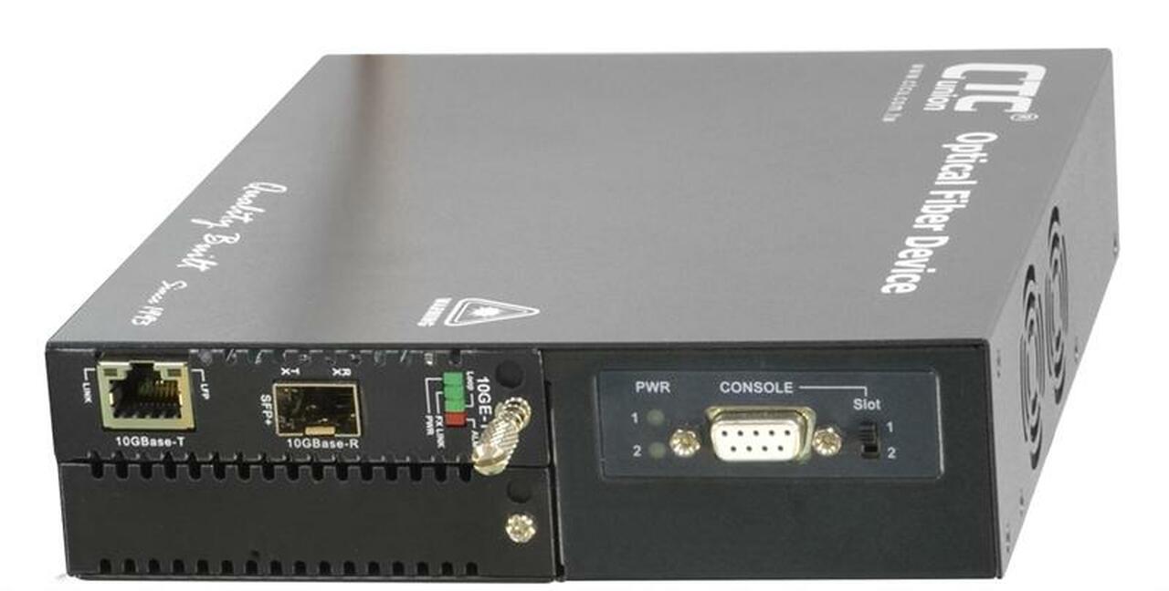 FRM220-10GC-TS - 10G Ethernet RJ45 copper to SFP+ slot media converter managed