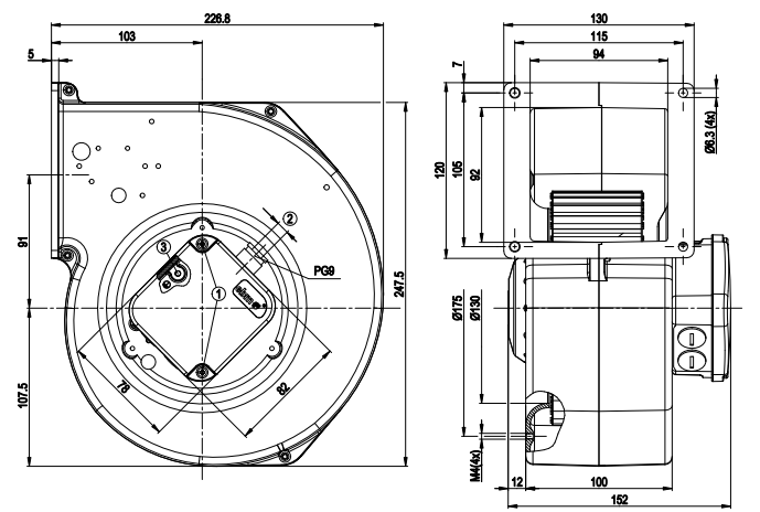 G2D160-AF02-09 ebm papst centrifugal fan 380V