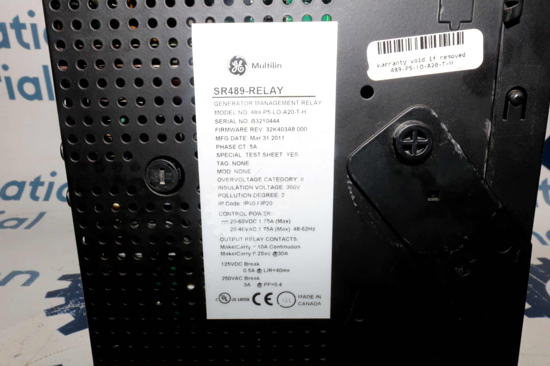 489-P5-LO-A20-T-H By GE Multilin 20-60VDC Generator Management Relay