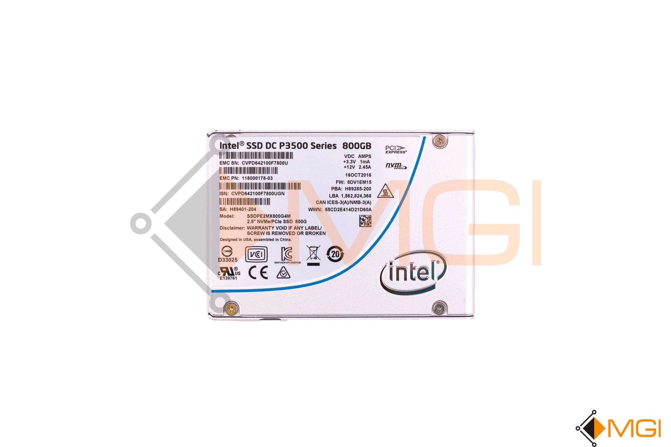 SSDPE2MX800G4J (NO TRAY)