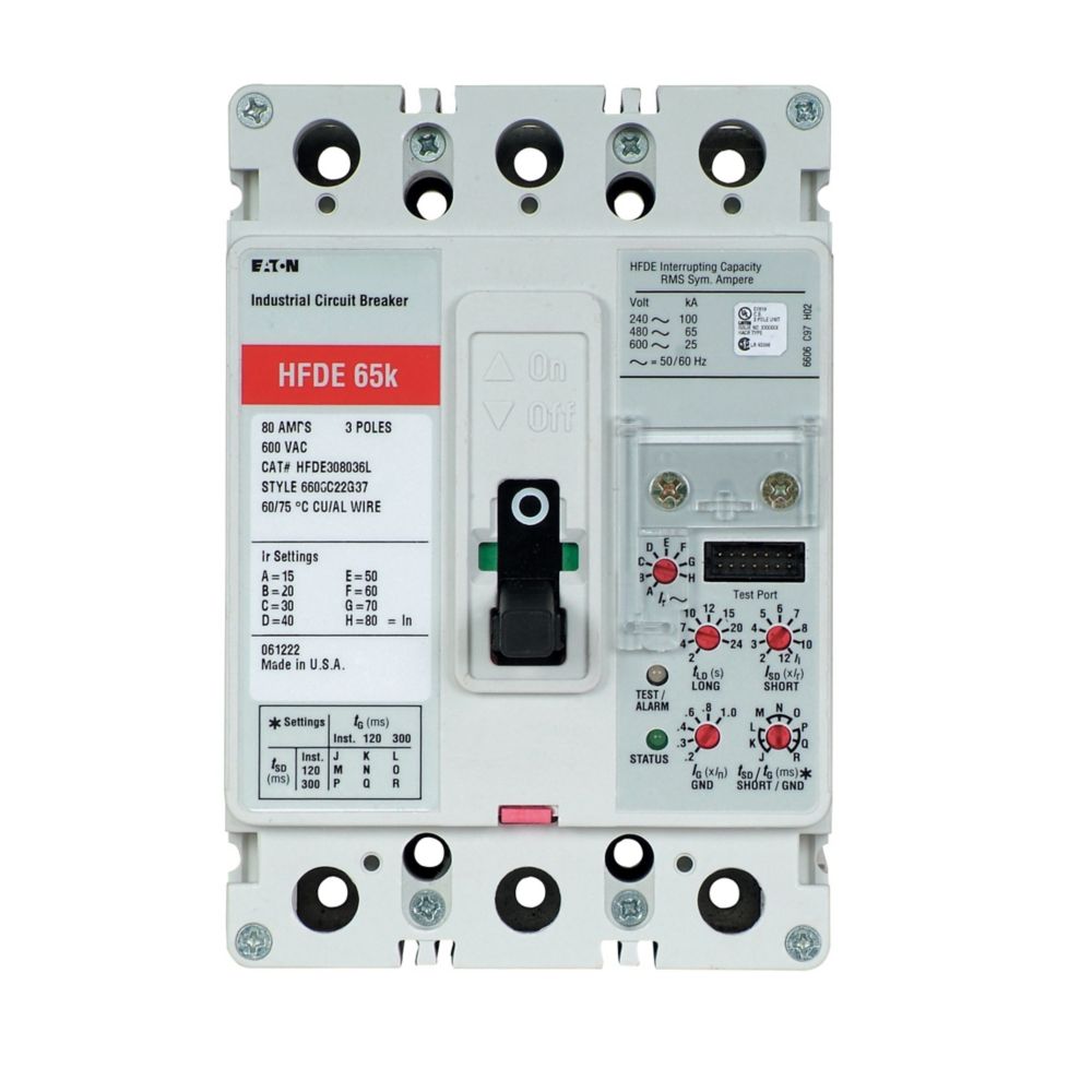 Eaton HFDE308032 Series C 80A 3-Pole Electronic Molded Case Circuit Breaker LSI