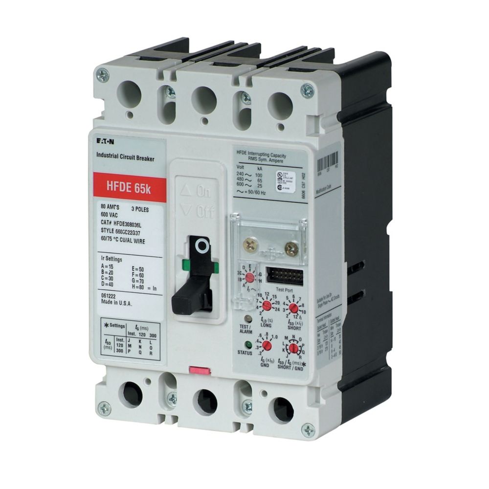 Eaton HFDE308032 Series C 80A 3-Pole Electronic Molded Case Circuit Breaker LSI