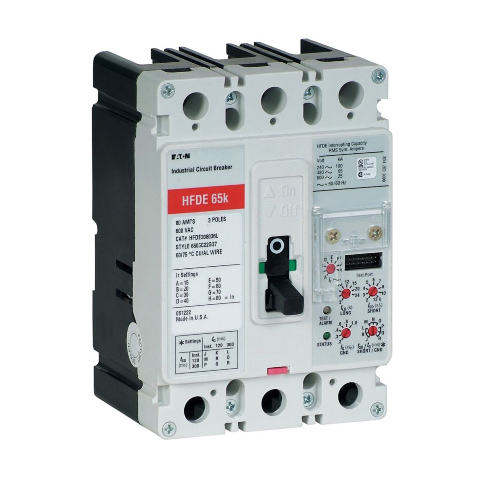 Eaton HFDE308032 Series C 80A 3-Pole Electronic Molded Case Circuit Breaker LSI
