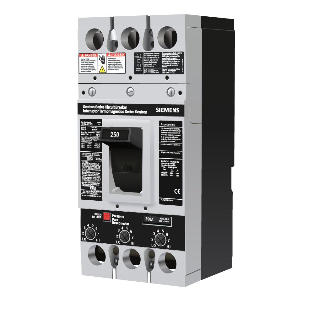 Siemens HFXD63S250A Sentron HFD6 250A 3-Pole Molded Case Circuit Breaker 600V