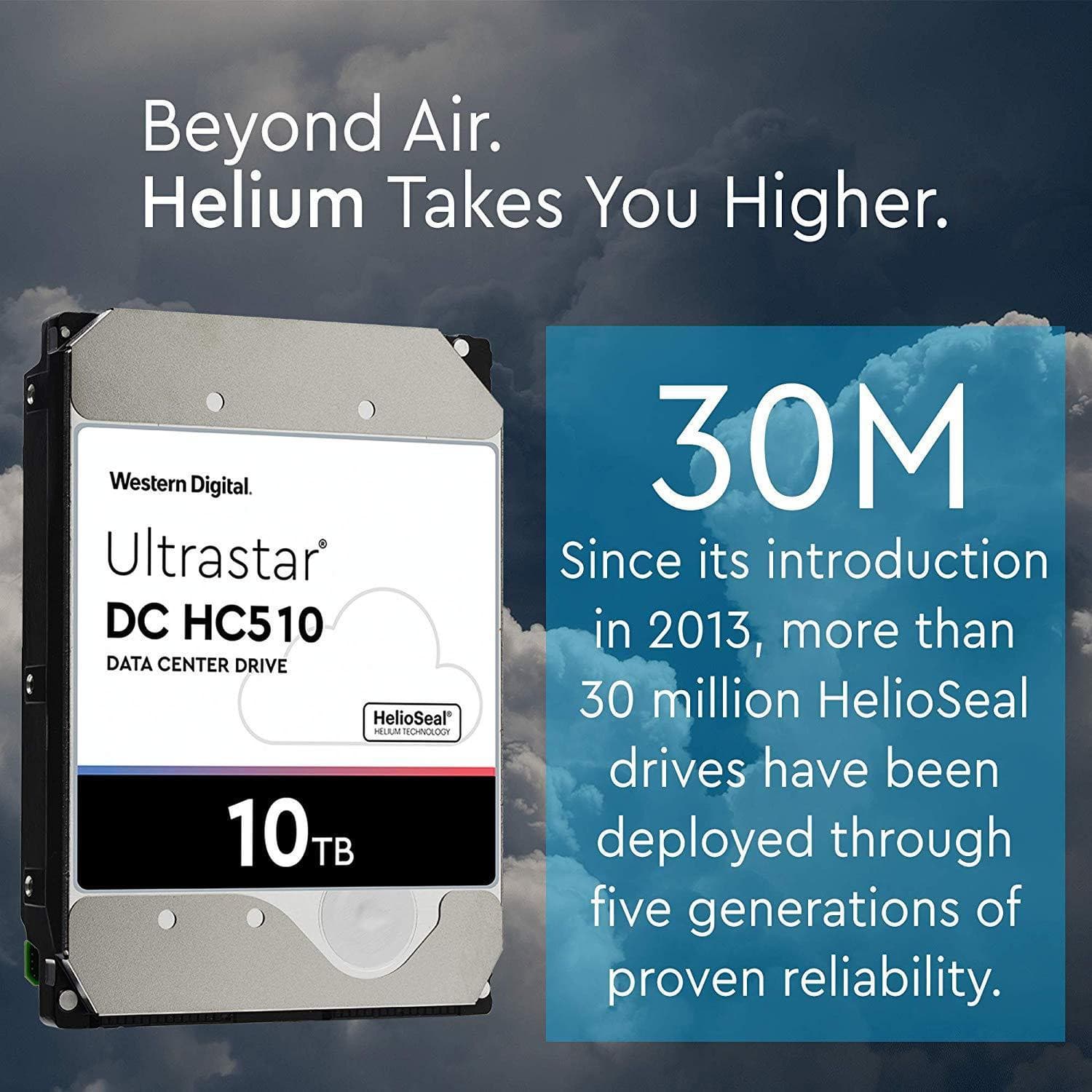 HGST WD Ultrastar DC HC510 10TB 7200 RPM SATA 6Gb/s 3.5" Helium Platform Enterprise Hard Disk Drive - HUH721010ALE604 (0F27606)-FoxTI