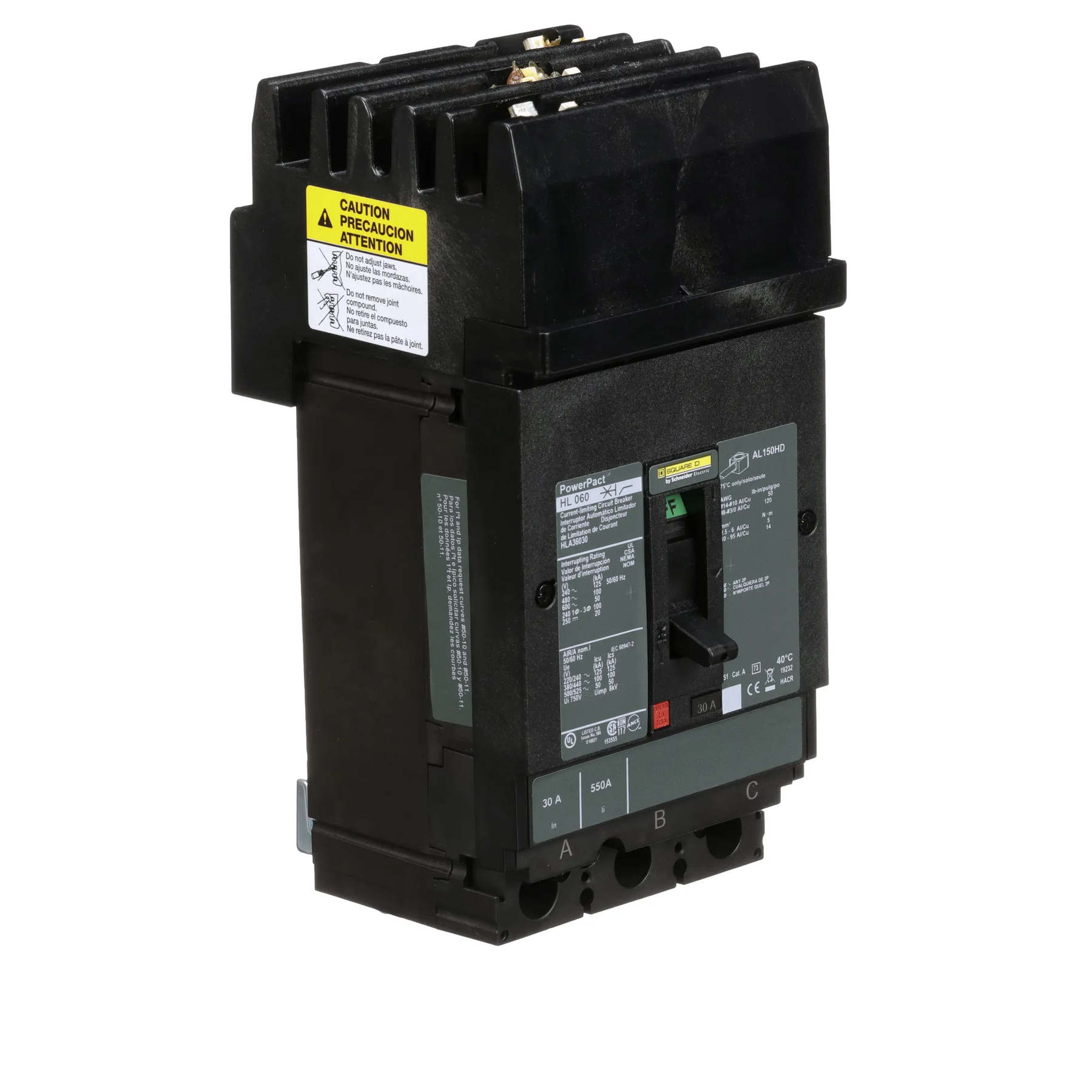 HLA36030 | Square D PowerPacT H-Frame 30A 3-Pole Molded Case Circuit Breaker, 600VAC