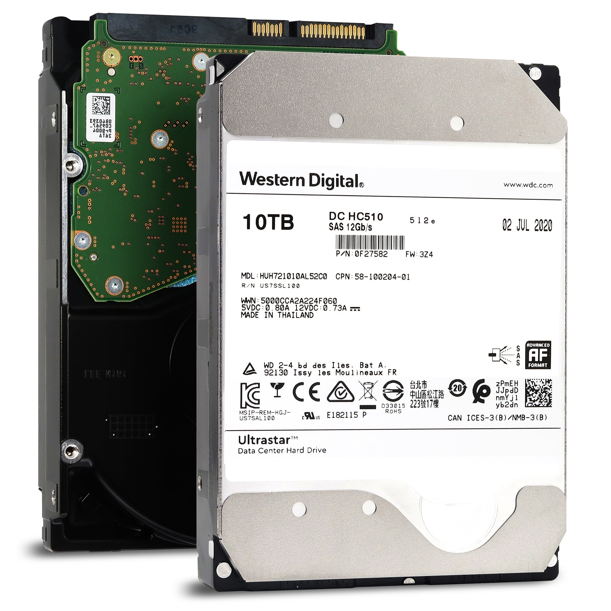 Western Digital DC HC510 HUH721010AL52C0 0F27582 10TB 7.2K RPM SAS 12Gb/s 512e 3.5in Hard Drive