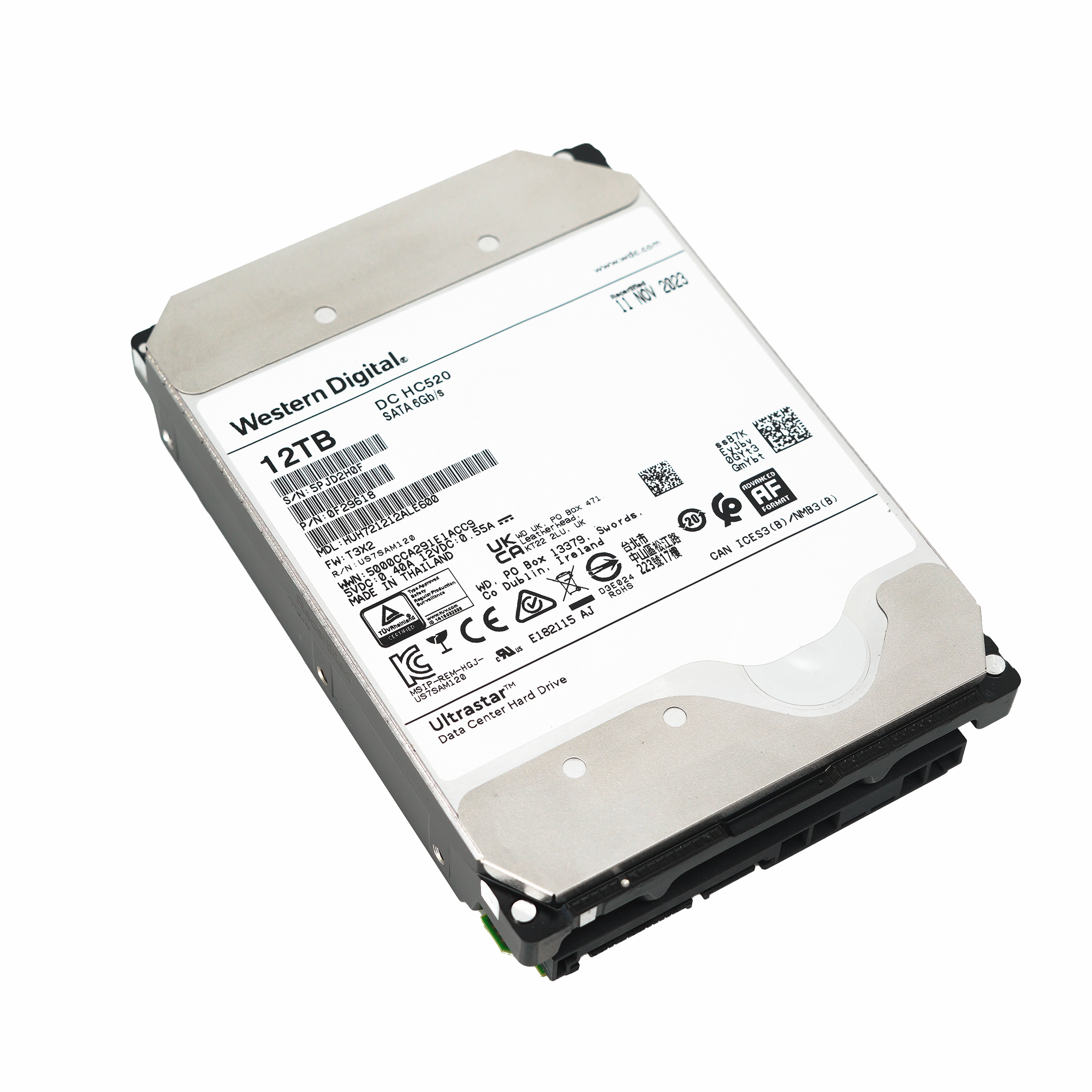 Western Digital Ultrastar DC HC520 HUH721212ALE600 0F29618 12TB 7.2K RPM SATA 6Gb/s 512e Power Disable 3.5in Refurbished HDD