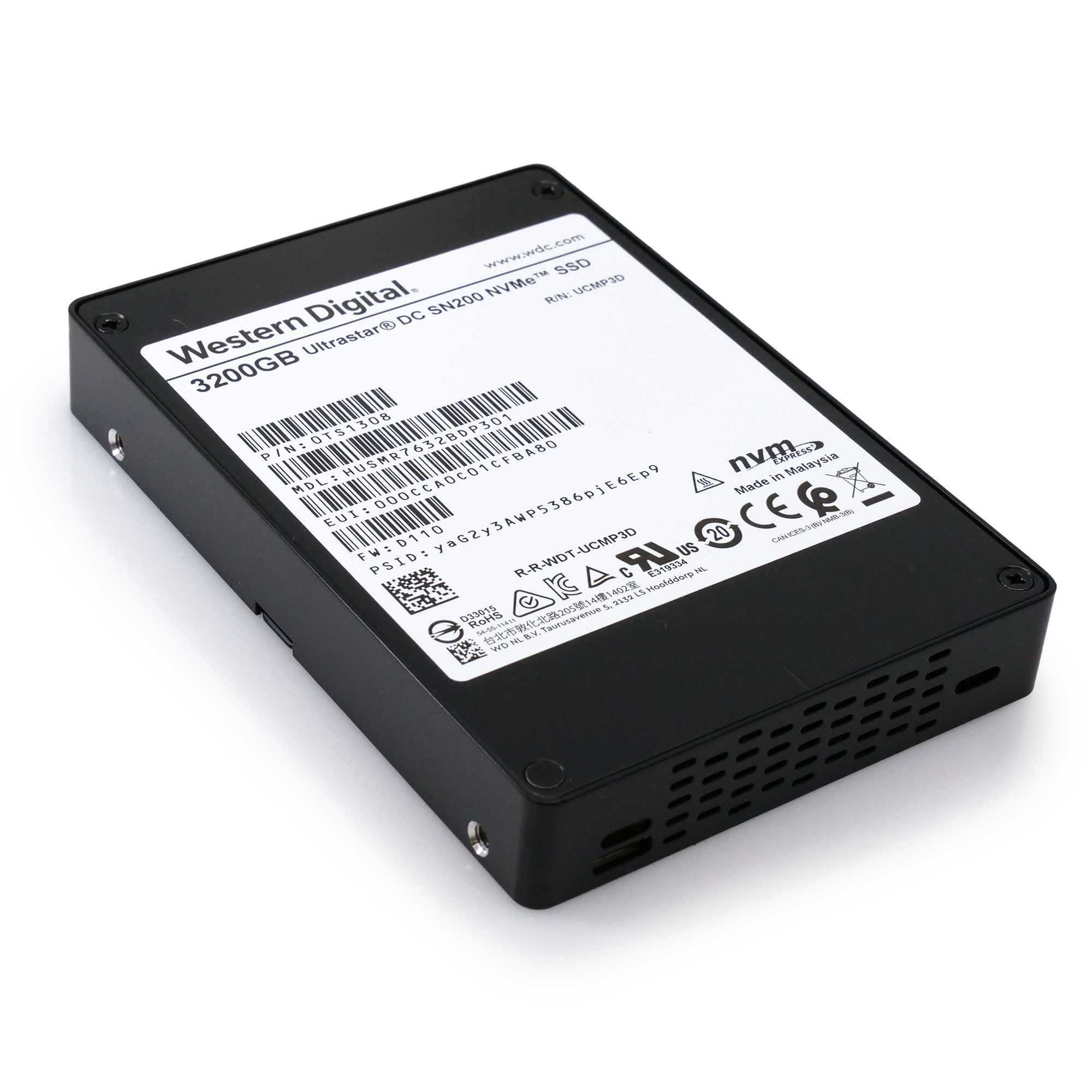 Western Digital/HGST Ultrastar DC SN200 HUSMR7632BDP301 3.2TB PCIe Gen 3.0 x4 4GB/s NVMe 2.5in Refurbished SSD
