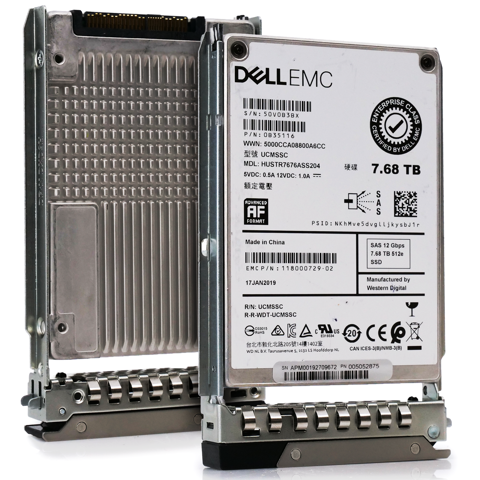 Dell EMC G14 HUSTR7676ASS204 0B35116 7.68TB SAS 12Gb/s 512e 1DWPD Read Intensive 2.5in Recertified Solid State Drive