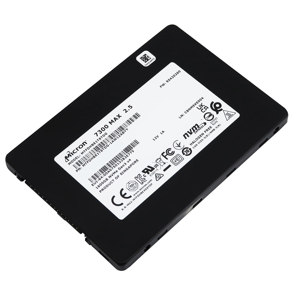 Micron 7300 MAX MTFDHBE1T6TDG-1AW1ZAB 1.6TB PCIe Gen 3.0 x4 NVMe U.2 2.5in Recertified Solid State Drive