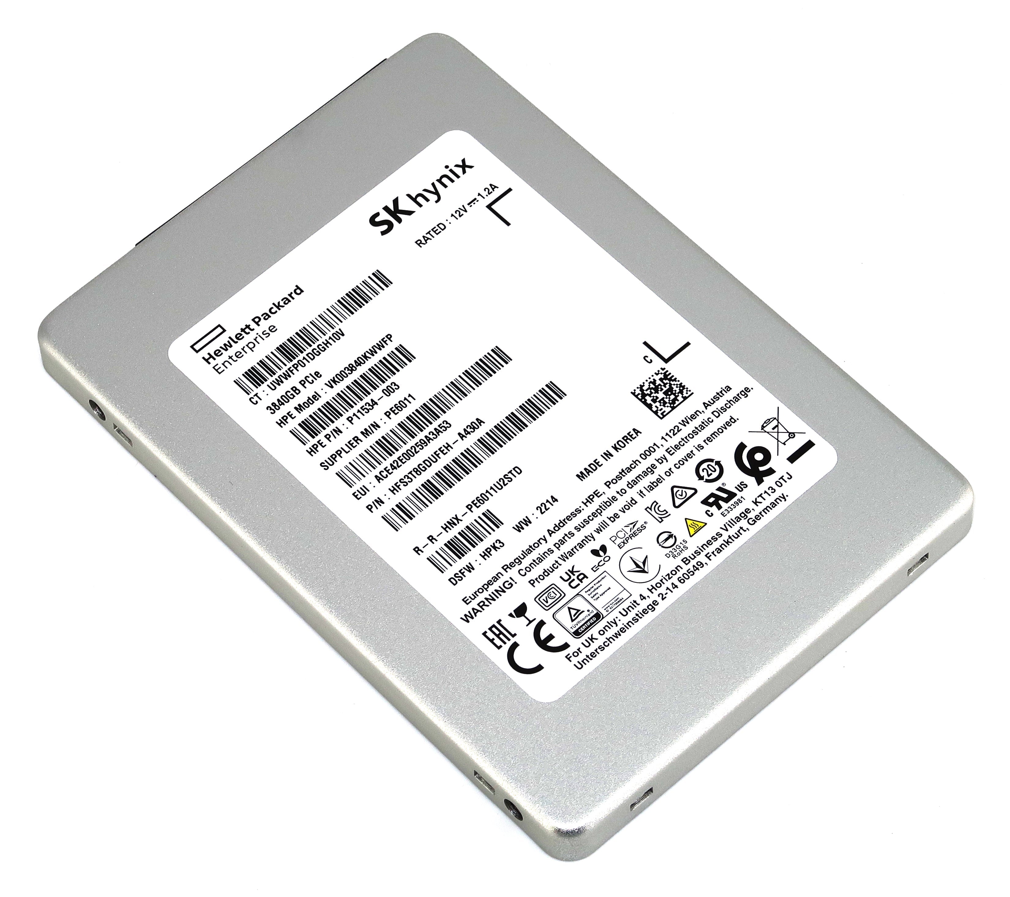 HP / SK Hynix PE6011 VK003840KWWFP 3.84TB PCIe Gen 3.0 x4 4GB/s 3D TLC U.2 NVMe 2.5in Solid State Drive