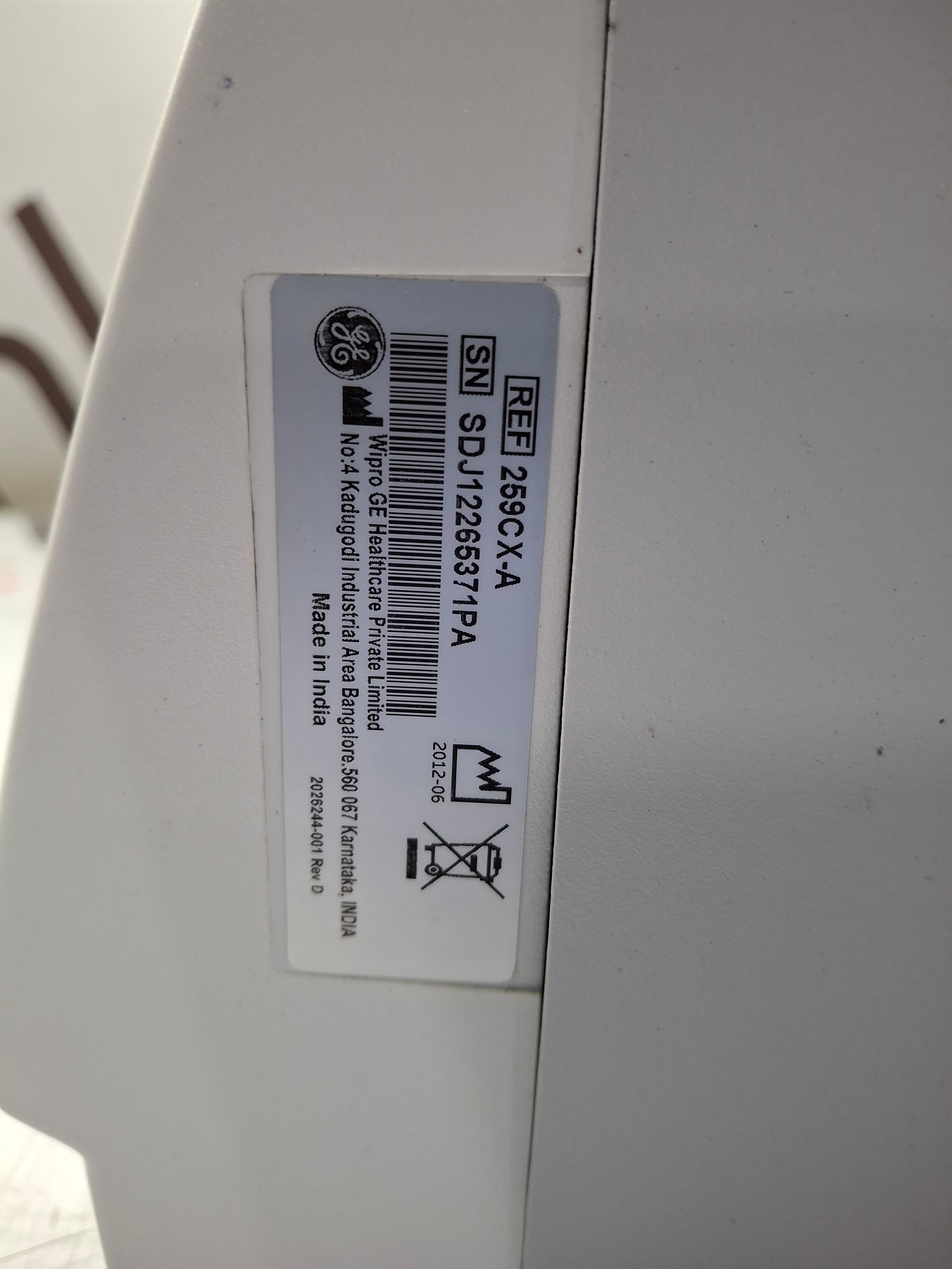 GE Healthcare Corometrics 250cx Series Model 259cx-a Fetal Monitor