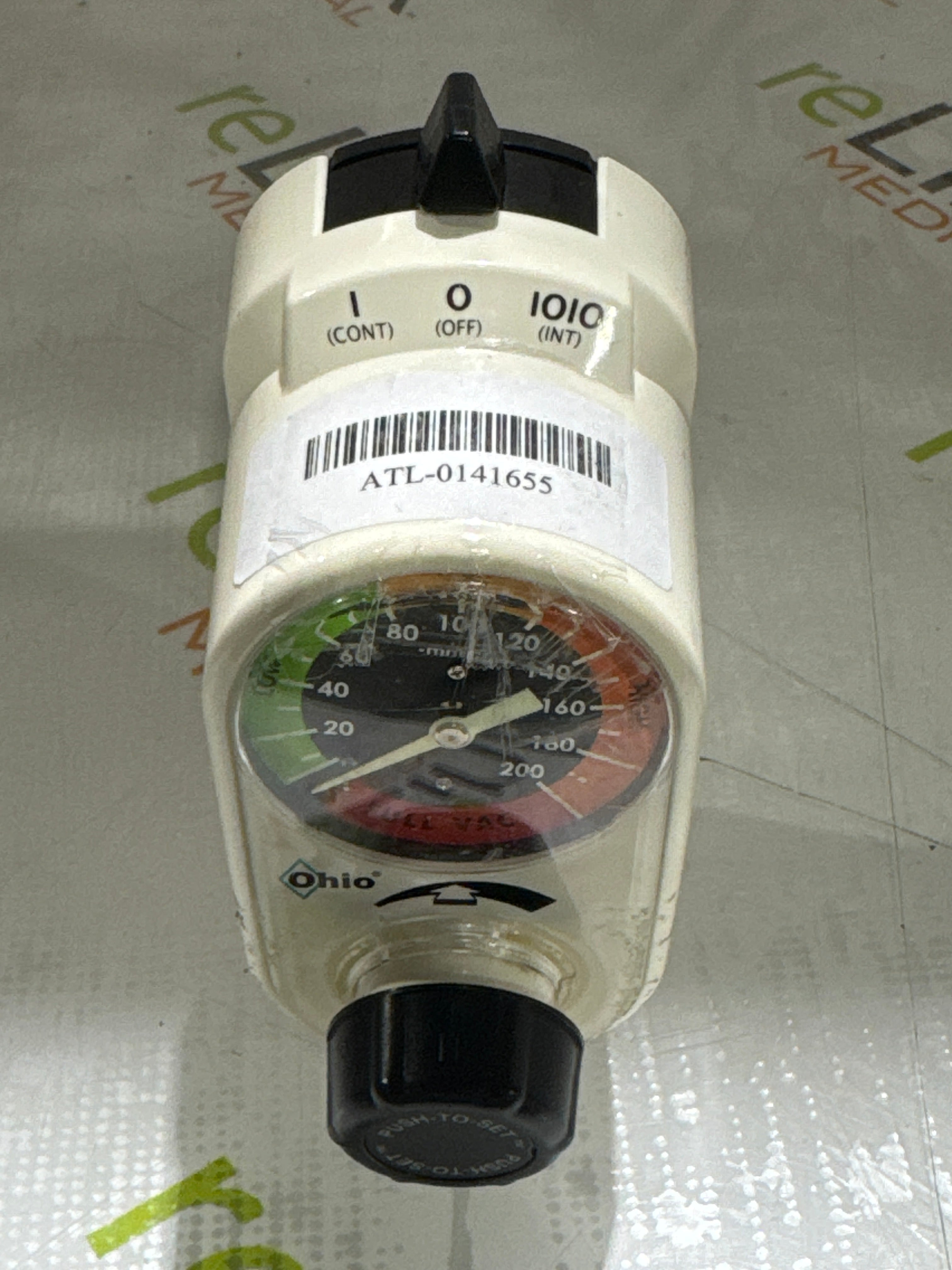 Ohio Medical Corporation Push to Set Vacuum Regulator