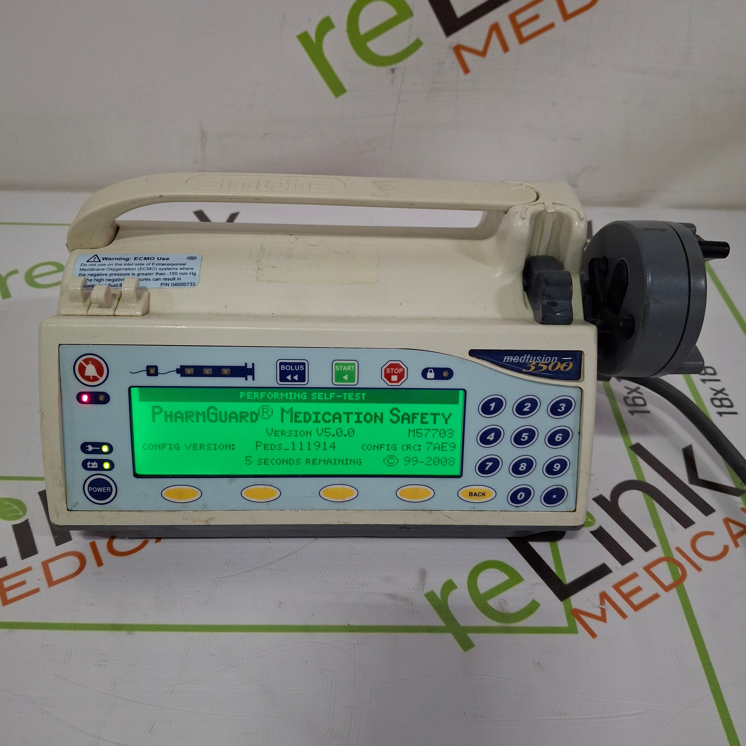 Smiths Medical Medfusion 3500 Version 5 Syringe Infusion Pump