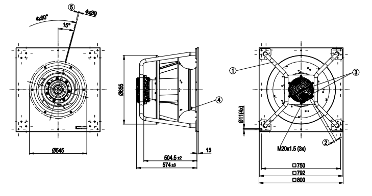 K3G560-FA28-03 ebm-papst Centrifugal Fan | 380-480V 3.95KW 1900 RPM | Heavy-Duty Industrial Fan
