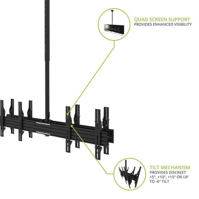 Kanto Back-to-Back Quad Screen TV Ceiling Mount for Four 40" to 45" TVs