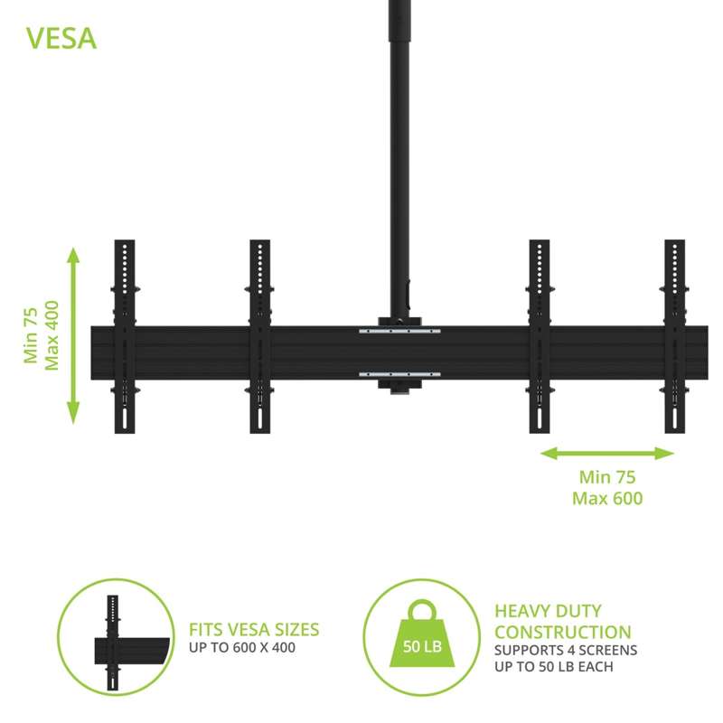 Kanto Back-to-Back Quad Screen TV Ceiling Mount for Four 40" to 45" TVs