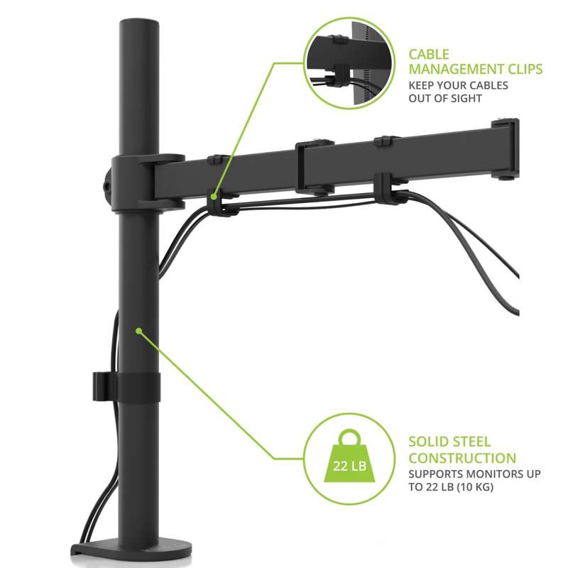 Kanto Height Adjustable Desktop Arm Single Monitor Stand for 17" to 34" Monitors