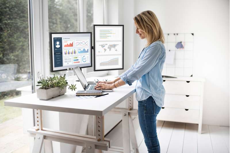 Kanto Height Adjustable Desktop Arm Dual Monitor Stand for 17" to 27" Monitors