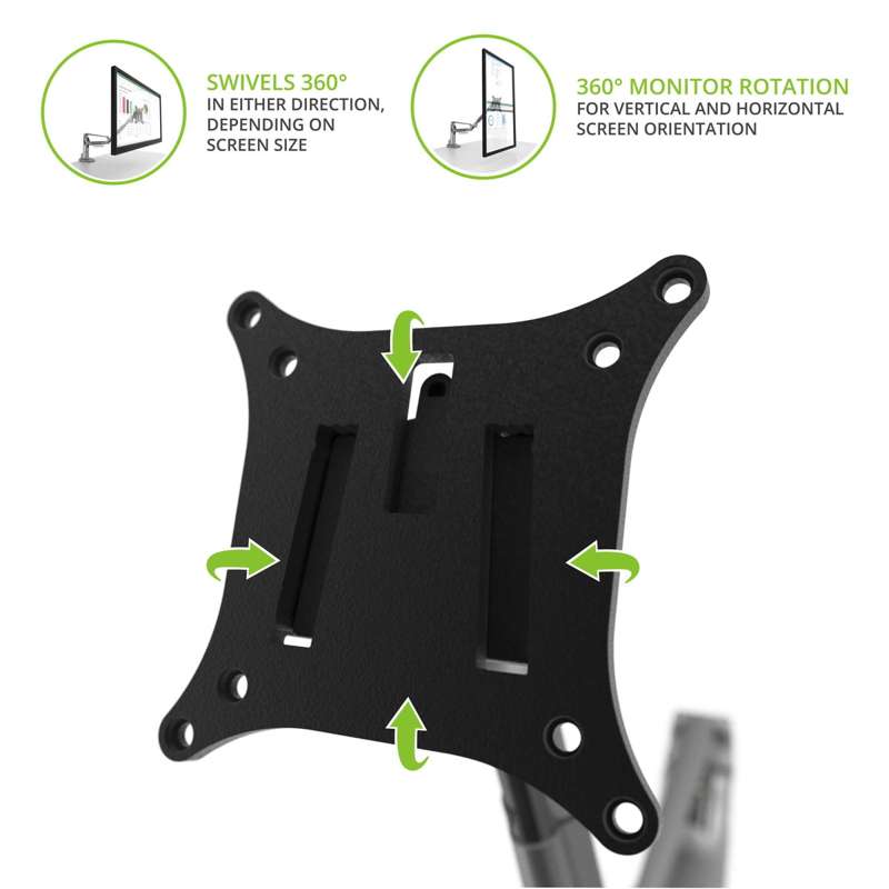 Kanto Single-Monitor Gas Shock Desktop Mount for 17-inch to 32-inch Displays - Silver