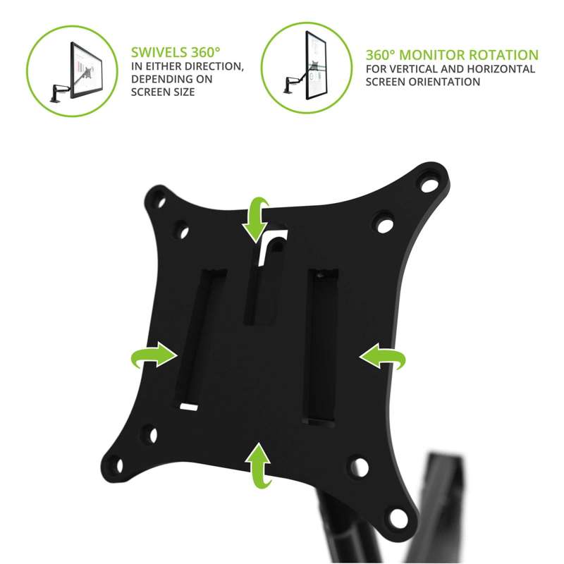 Kanto Single-Monitor Gas Shock Desktop Mount for 17-inch to 32-inch Displays - Black