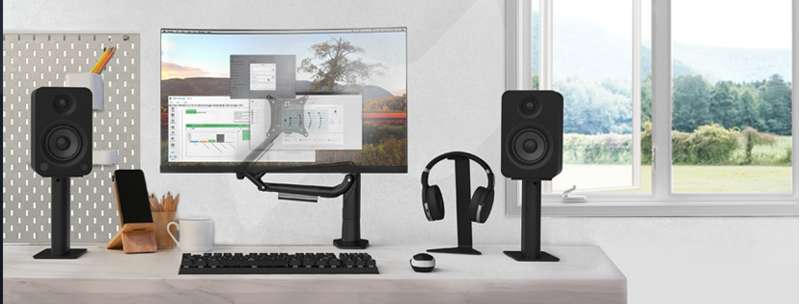 Kanto Single-Monitor Gas Shock Desktop Mount for 17-inch to 32-inch Displays - Black
