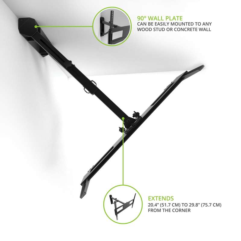 Kanto Telescoping Corner TV Mount for 40-inch to 60-inch TVs - Black